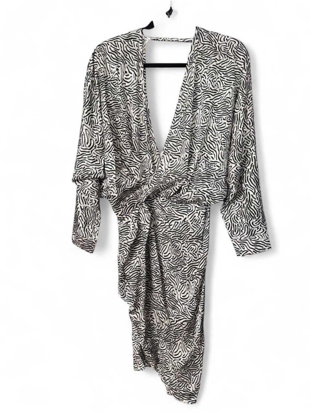 NWT -Y2K - Blush Black & White Zebra-Print Wrap Dress